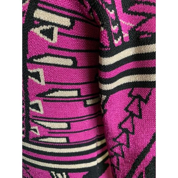 2B BeBe Y2K Geometric Pink Black Gold Bodycon Dress Medium - Picture 3 of 6